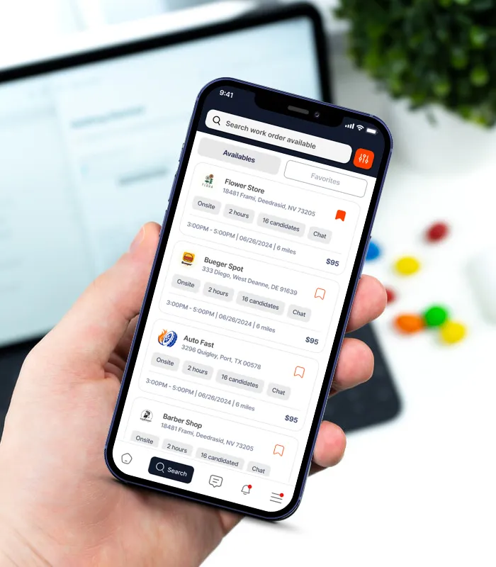 Work order flow through the app